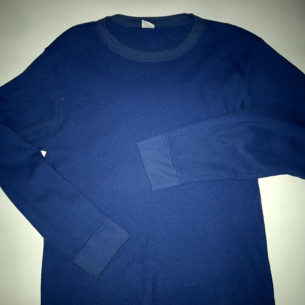 Vintage Royal Blue Crewneck Waffle Thermal Shirt
